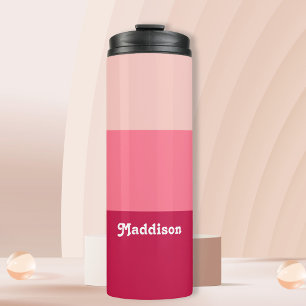 Custom monogram, bright pink retro typography thermal tumbler