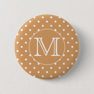 Custom Monogram. Brown Polka Dot Pattern. 6 Cm Round Badge