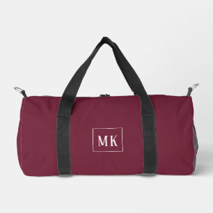 Custom monogram, burgundy all over duffle bag
