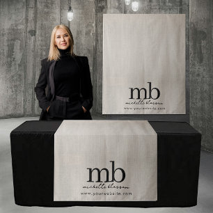 Custom Monogram Business Table Runner Banner Linen Tapestry