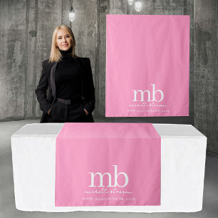 Custom Monogram Business Table Runner Banner Pink Tapestry