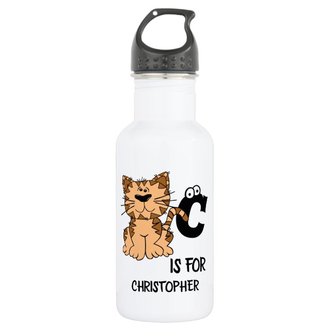 Custom monogram C is for Cats cute kitty kitten 532 Ml Water Bottle (Front)