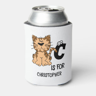 Custom monogram C is for Cats cute kitty kitten Can Cooler