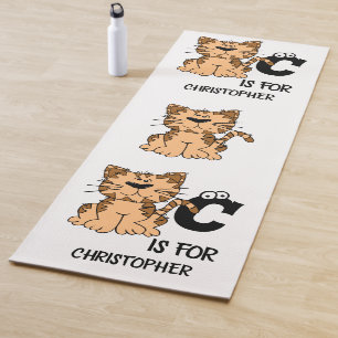 Custom monogram C is for Cats cute kitty kitten Yoga Mat