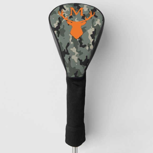 Custom Monogram Camo Deer Golf Head Cover (Front)