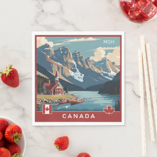 Custom Monogram Canada Travel Poster Napkin