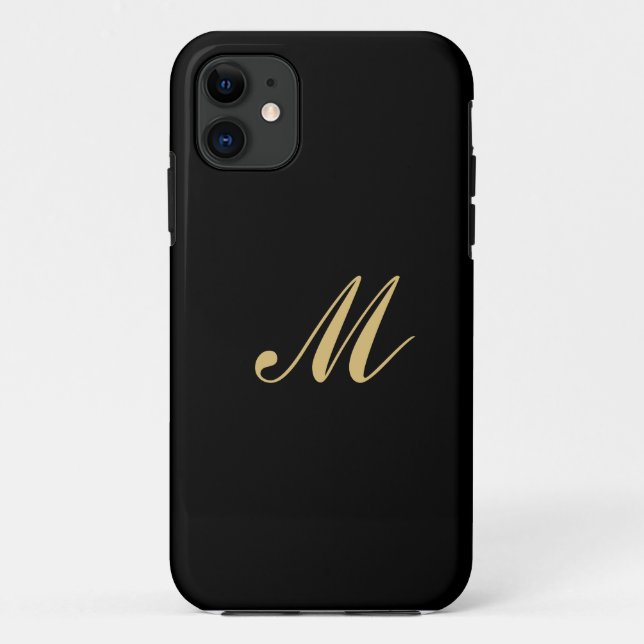 Custom Monogram Case iphone black gold (Back)