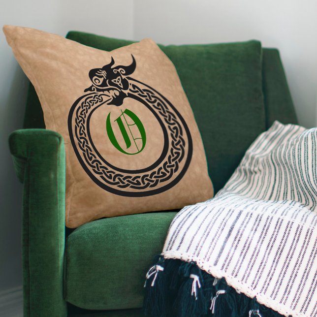 Custom Monogram Celtic Style Ouroboros Cushion (Creator Uploaded)