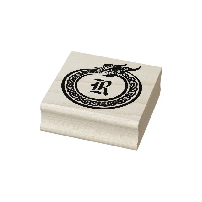 Custom Monogram Celtic Style Ouroboros Rubber Stamp (Stamp)