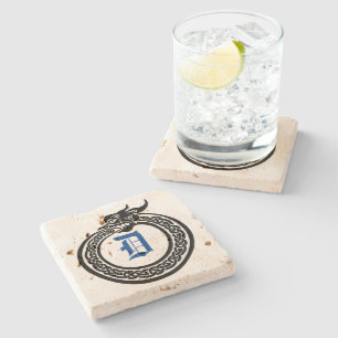 Custom Monogram Celtic Style Ouroboros Stone Coaster