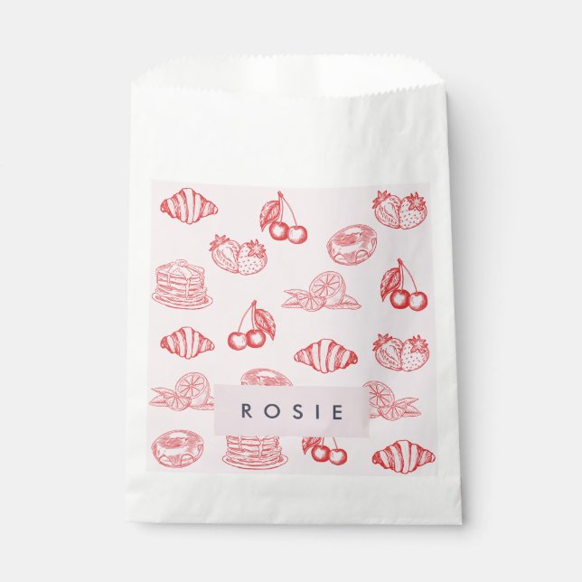 Custom Monogram Charming Girly Cherry Strawberry Favour Bags (Front)