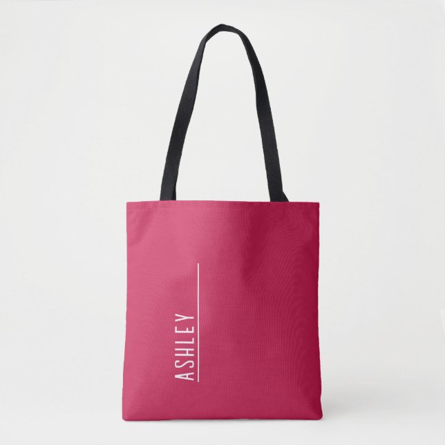 Custom monogram, cherry pink  tote bag (Front)