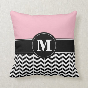 Custom Monogram Chevron Pink Cushion