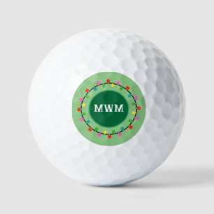 Custom Monogram Christmas Lights Golf Ball