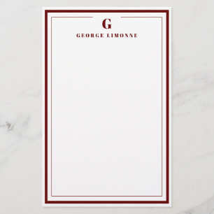 Custom Monogram Cinnamon Rose Border Stationery