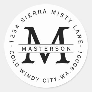Custom Monogram Circular Return Address Label