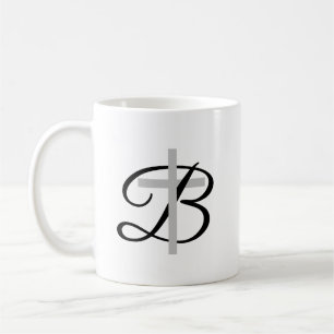 Custom monogram coffee mug with religious cross