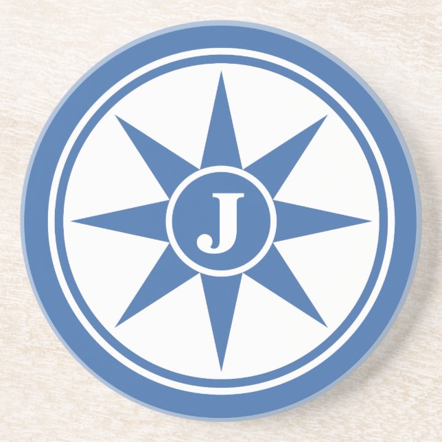 Custom monogram & color ceramic coaster (Front)