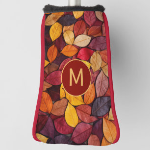 Custom Monogram Colourful Autumn Leaves Golf Head Cover