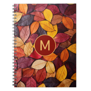 Custom Monogram Colourful Autumn Leaves Notebook