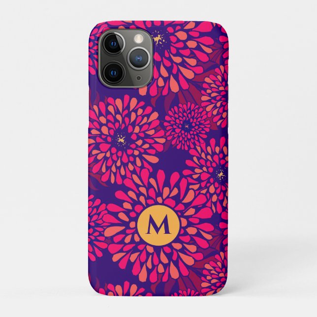 Custom Monogram Colourful Bohemian Whimsical Flora Case-Mate iPhone Case (Back)