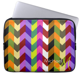 Custom Monogram Colourful Chevron Zigzag 6 Laptop Sleeve