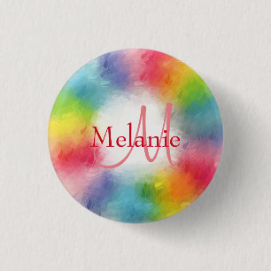 Custom Monogram Colourful Template Add Your Text 3 Cm Round Badge