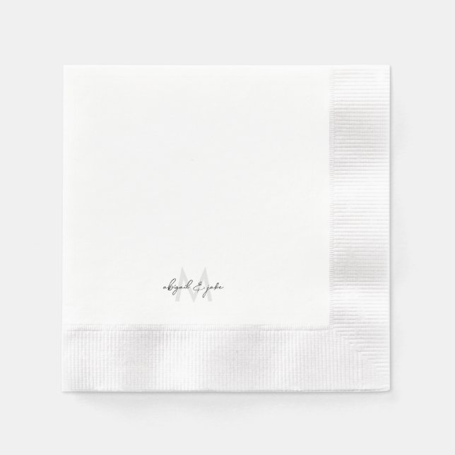 Custom Monogram & Couple Names Wedding Coined Napkin (Front)