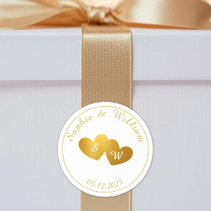 Custom Monogram Couples Initials Wedding Classic Round Sticker