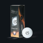 Custom monogram crest logo Titleist Pro V1 Golf Balls<br><div class="desc">Custom monogram crest logo Titleist Pro V1 Golf Balls. Initialled golf balls with elegant laurel wreath design. Custom monogrammed golfing balls for golf players. Professional brand golf balls with your name. Personalised golf ball gift set for him or her. Classy corporate business gift idea for clients, partners, customers etc. Unique...</div>