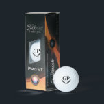 Custom monogram crest logo Titleist Pro V1 Golf Balls<br><div class="desc">Custom monogram crest logo Titleist Pro V1 Golf Balls. Initialled golf balls with elegant laurel wreath design. Custom monogrammed golfing balls for golf players. Professional brand golf balls with your name. Personalised golf ball gift set for him or her. Classy corporate business gift idea for clients, partners, customers etc. Unique...</div>