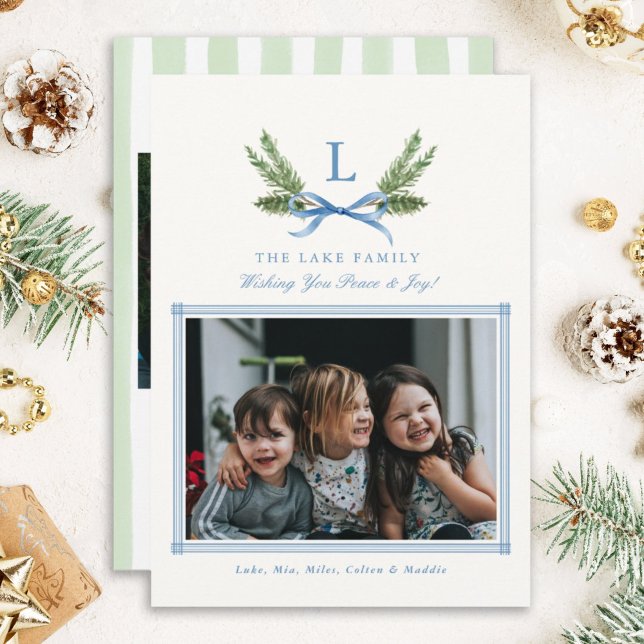 Custom Monogram Crest photo holiday cards (Creator Uploaded)