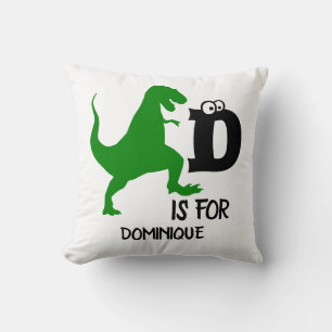 Custom monogram D is for Dinosaur cute T Rex Cushion