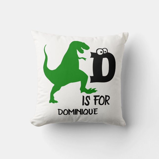 Custom monogram D is for Dinosaur cute T Rex Cushion (Front)