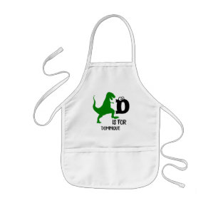 Custom monogram D is for Dinosaur cute T Rex Kids Apron