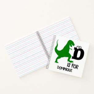 Custom monogram D is for Dinosaur cute T Rex Notebook