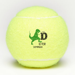 Custom monogram D is for Dinosaur cute T Rex Tennis Balls