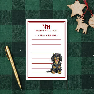 Custom Monogram Dachshund Holiday Gift List Post-it Notes