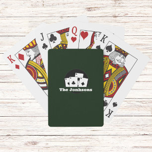 Custom Monogram Dark Green Playing Card Deck