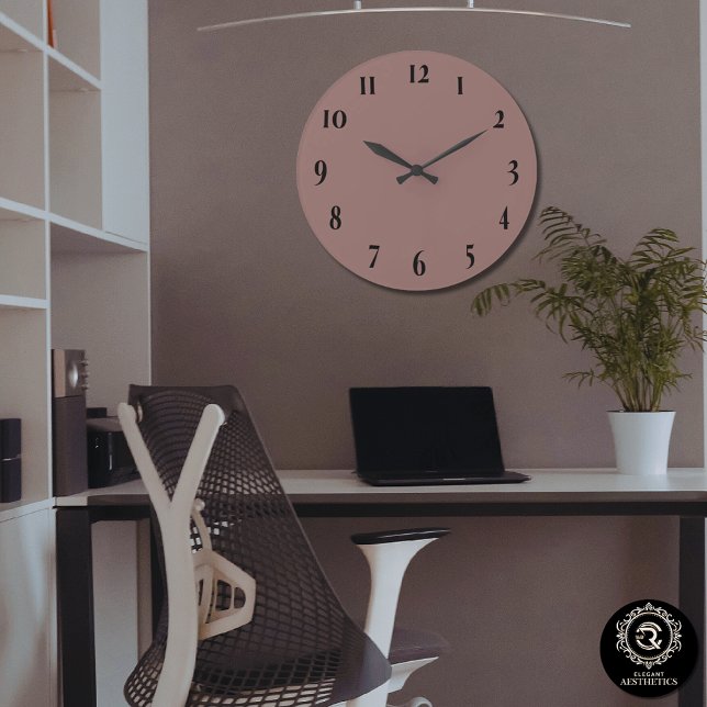 Custom Monogram Dark Rose Taupe  Large Clock (Creator Uploaded)