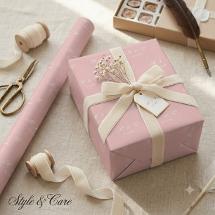 Custom Monogram Date Pattern Soft Blush Pink Wrapping Paper