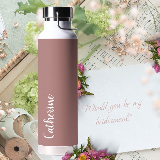 Custom monogram, deep pink with script monogram water bottle (Creator Uploaded)