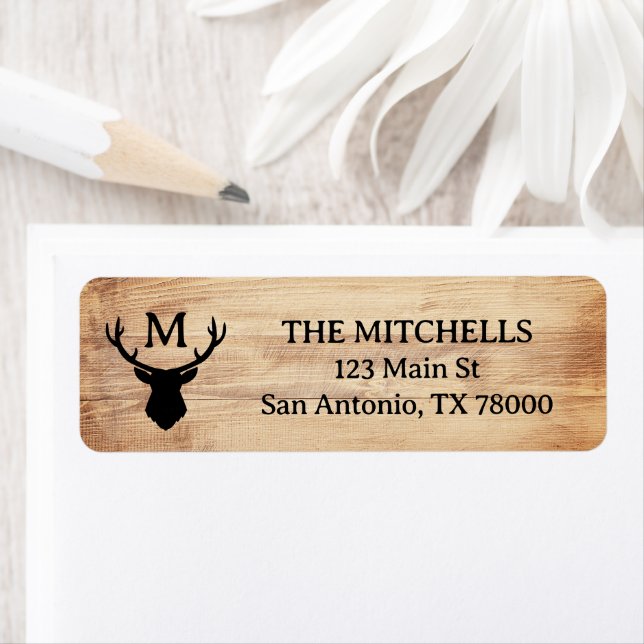Custom Monogram Deer Return Address (Insitu)