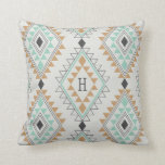 Custom Monogram Diamonds Cushion<br><div class="desc">Custom monogram print inspired seamless vector pattern in grey,  gold and blue. | Design by Shelby Allison.</div>