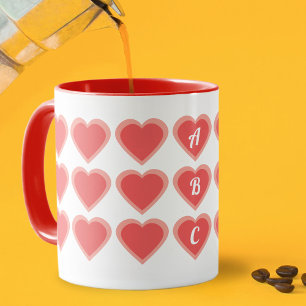 Custom Monogram Double Heart Mug