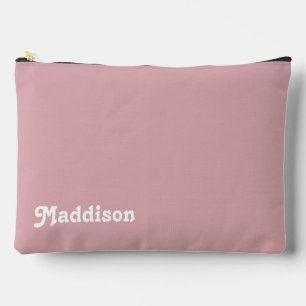 Custom monogram, dusty pink retro typography accessory pouch