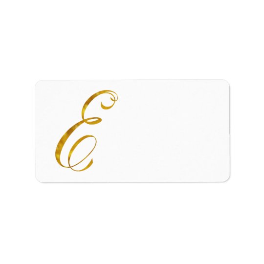 Custom Monogram E Faux Gold Foil Monograms Initial Address Label