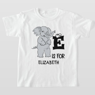 Custom monogram E is for cute colorful Elephant T-Shirt