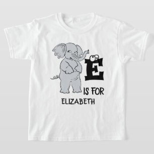 Custom monogram E is for cute colorful Elephant  T-Shirt