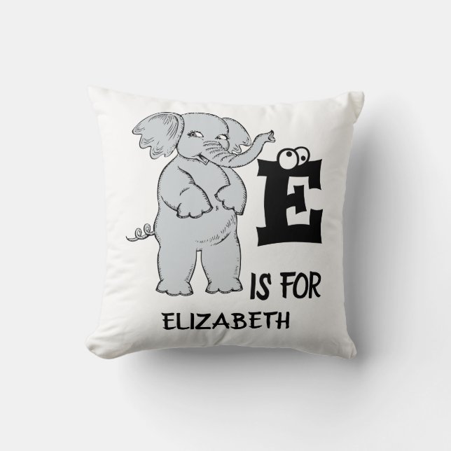 Custom monogram E is for cute colourful Elephant Cushion (Front)